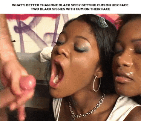 Black Ebony Facial Porn Gif - Two for one sissy facials gif @ xGifer