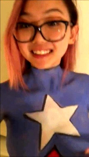 Harriet Sugarcookie Captain America bodypaint cosplay GIF
