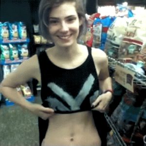 Tits flash in the store