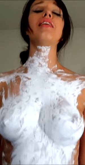 Violet Moreau with paint all over her big tits